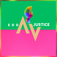 A colorful image of an eagle and the words " justice ".