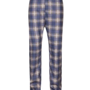 A pair of blue and white plaid pants.