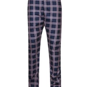 A pair of blue and white plaid pants.