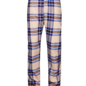 A pair of blue and white plaid pants.